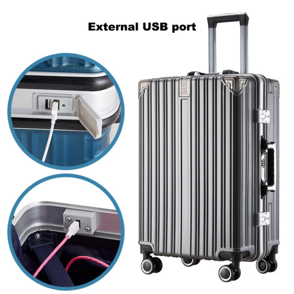Good Quality ABS Dual Password Lock Aluminum Frame Suitcase With Trolley Luxury Travel Luggage Suitcase With Customized Logo - Image 5