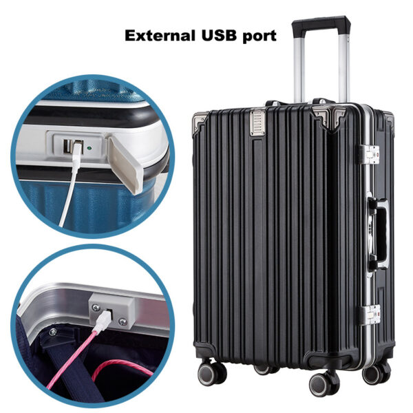 Good Quality ABS Dual Password Lock Aluminum Frame Suitcase With Trolley Luxury Travel Luggage Suitcase With Customized Logo - Image 6