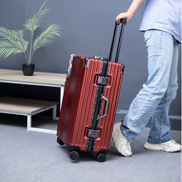 New Arrival hard case suitcase aluminum frame 20 24 luggage suitcase large aluminum frame ABS Red aluminum suitcases sets - Image 3