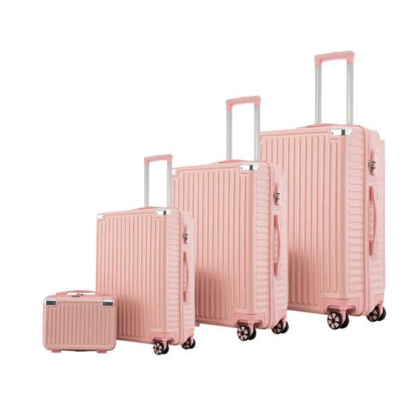 ABS 4pcs Travel Luggage Customized Suit Case Luggage Sets Classic Stripes Suitcase Set