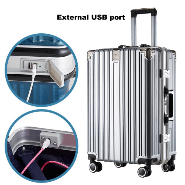 Good Quality ABS Dual Password Lock Aluminum Frame Suitcase With Trolley Luxury Travel Luggage Suitcase With Customized Logo - Image 2