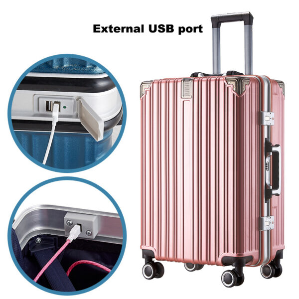 Good Quality ABS Dual Password Lock Aluminum Frame Suitcase With Trolley Luxury Travel Luggage Suitcase With Customized Logo - Image 4