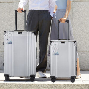 New Arrival hard case suitcase aluminum frame 20 24 luggage suitcase large aluminum frame ABS Red aluminum suitcases sets