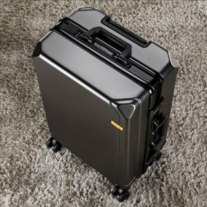 New Design Water Repellent Good Quality Carry On Spinner Suitcase With USB Aluminum Suitcase Gift Box Trolley Luggage