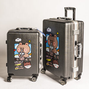 Customized Pattern Simple Aluminum Travel Luggage Bags With Four Wheels