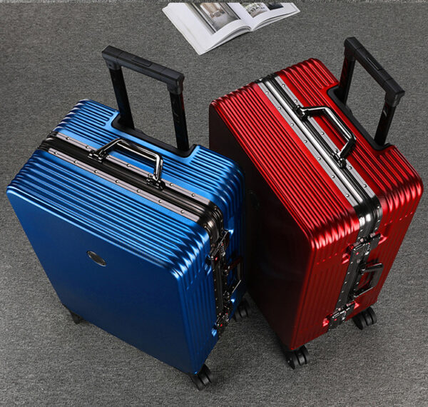 Flat Surface Suitcase Aluminum Luggage With Universal Wheels