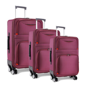 Purple 3pcs Suitcase Luggage Sets In Oxford With Lock
