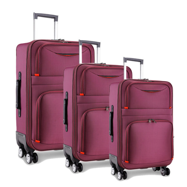 Purple 3pcs Suitcase Luggage Sets In Oxford With Lock