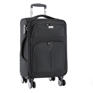 Fabric Oxford Coffee Suitcase With 360 Degree Wheels