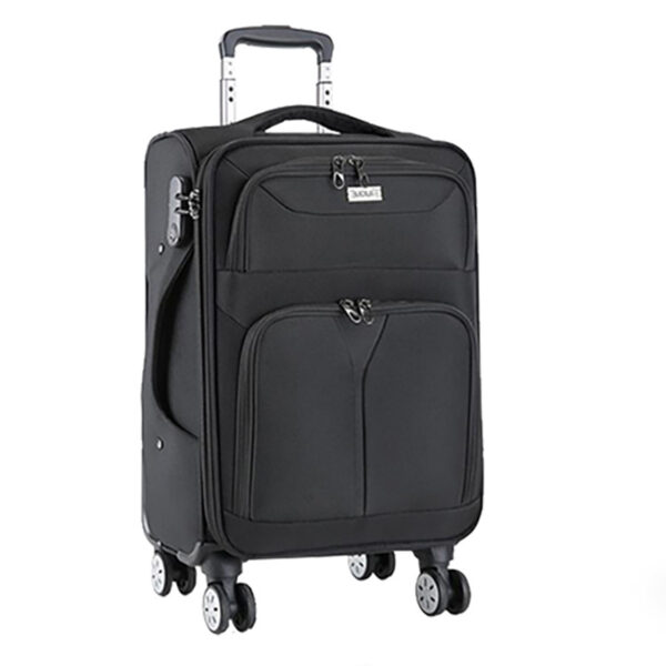 Fabric Oxford Coffee Suitcase With 360 Degree Wheels