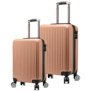 Classic Stripe Telescopic Rod Suitcase Travel Trunk with Wheels
