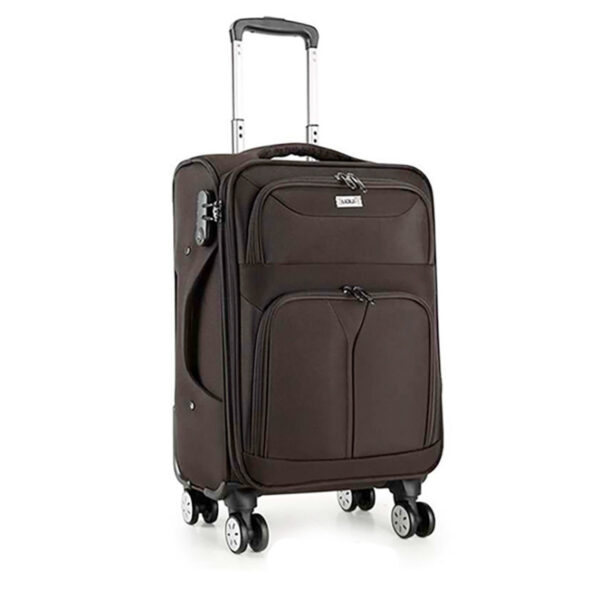 Fabric Oxford Coffee Suitcase With 360 Degree Wheels - Image 2