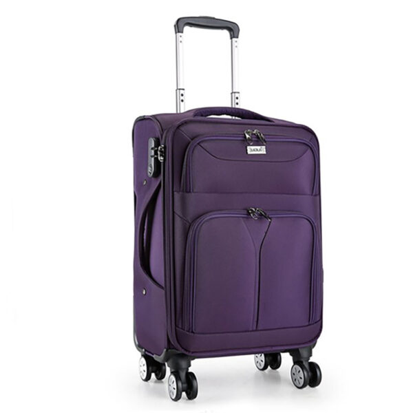 Fabric Oxford Coffee Suitcase With 360 Degree Wheels - Image 3