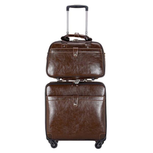 PU Suitcase Carry-On Luggage Sets With Small Bag - Image 3