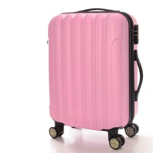 Striped ABS Housing Yellow Suitcase Travel Bags With Spinners - Image 3