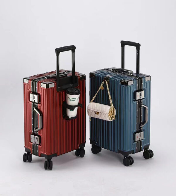 New Large Capacity Aluminum Frame Suitcase with Cup Holder - Image 6
