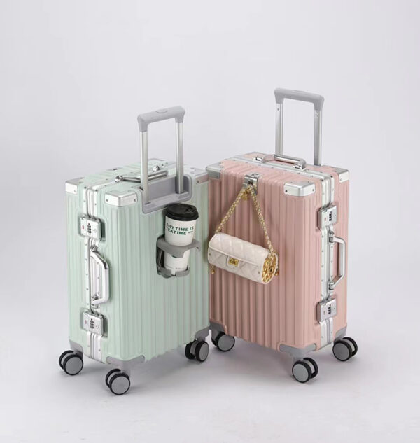 New Large Capacity Aluminum Frame Suitcase with Cup Holder - Image 3