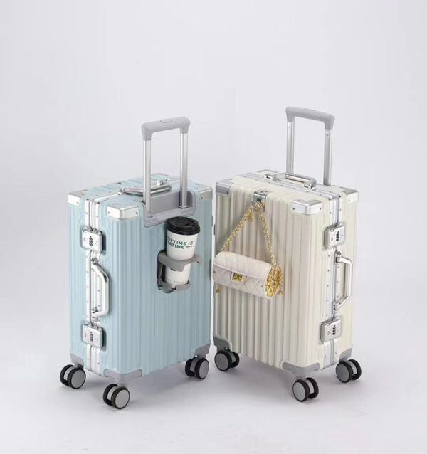 New Large Capacity Aluminum Frame Suitcase with Cup Holder