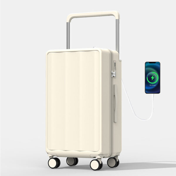New Design Wide Trolley Multifunctional Suitcase with Cup Holder USB Port - Image 2