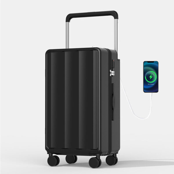 New Design Wide Trolley Multifunctional Suitcase with Cup Holder USB Port - Image 3