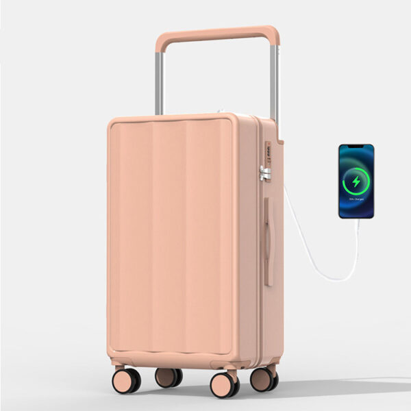 New Design Wide Trolley Multifunctional Suitcase with Cup Holder USB Port - Image 4