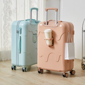 Cute Multifunctional ABS+PC Luggage with Cup Holder And USB Port
