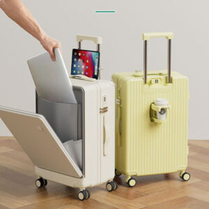 Convenient Front Open Multifunctional Suitcase with Cup Holder USB Port