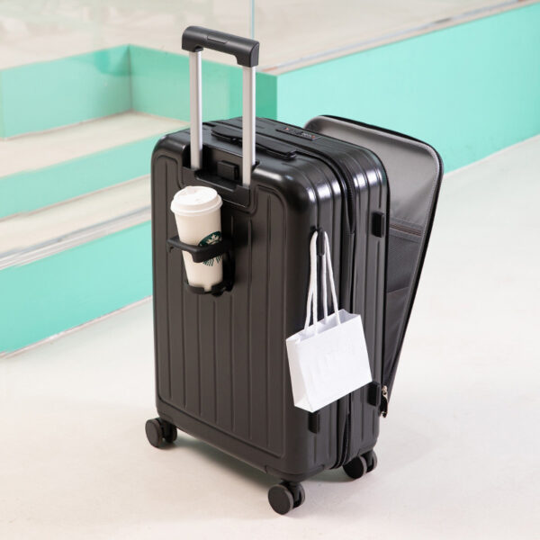 Custom USB Port and Cup Holder Zipper ABS+PC Luggage - Image 5