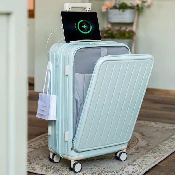 Custom USB Port and Cup Holder Zipper ABS+PC Luggage - Image 7