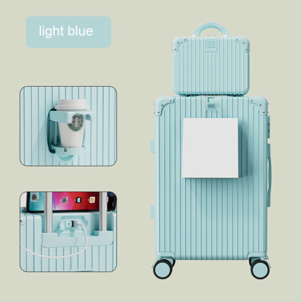 Multifunctional Mother and Son Luggage with USB Port Cup Holder - Image 2