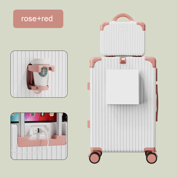 Multifunctional Mother and Son Luggage with USB Port Cup Holder - Image 3