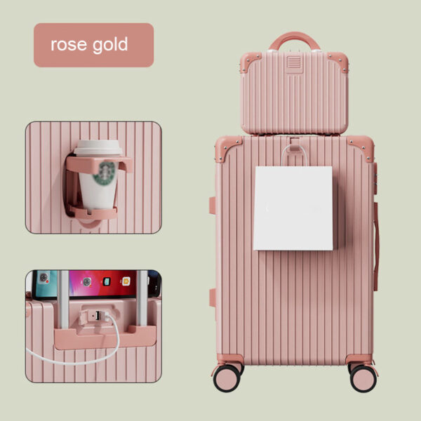 Multifunctional Mother and Son Luggage with USB Port Cup Holder - Image 4
