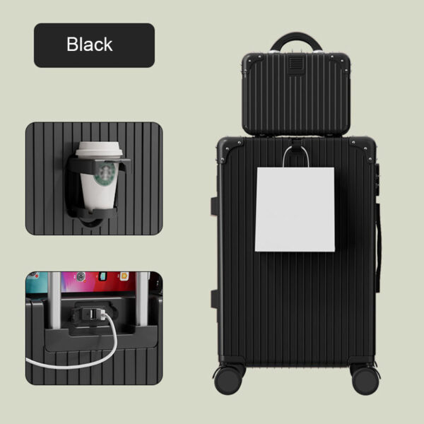 Multifunctional Mother and Son Luggage with USB Port Cup Holder - Image 5
