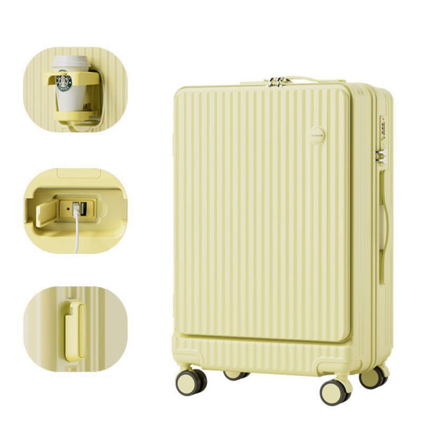 Convenient Front Open Multifunctional Suitcase with Cup Holder USB Port - Image 2