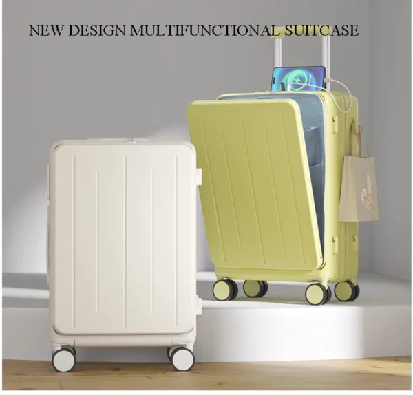 High Quality and Low Price Customization Suitcase with USB Port Cup Holder Universal Spinner Wheels