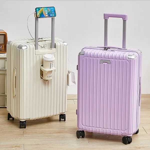 Multi-Functional Hard Shell Travel Trolley-Luggage Suitcase with Cup Holder and USB Port