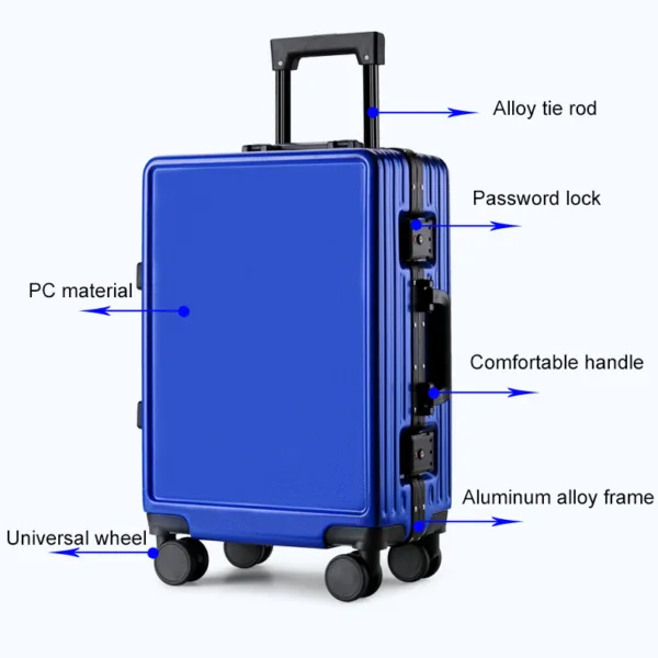 New Design Ins Style Aluminum Frame Luggage Suitcase Trolley Travel Bag