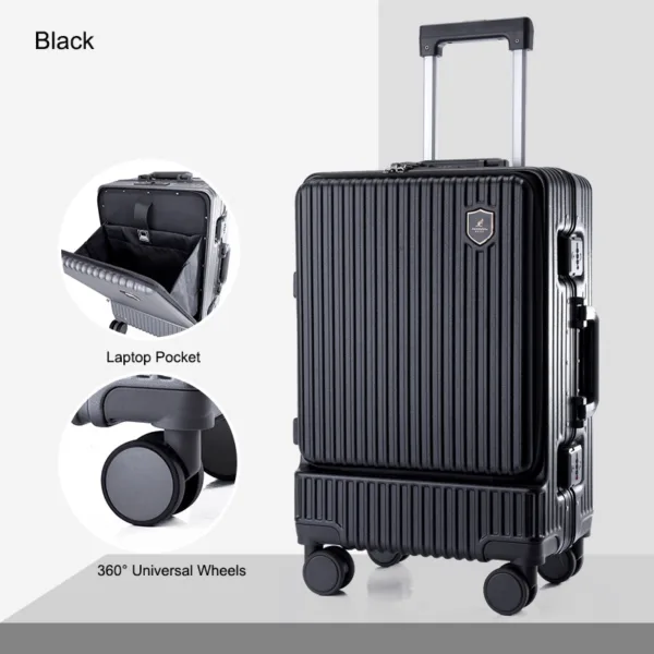 Travel Front Opening Aluminum Frame Suitcase Carry on Trolley Luggage - Image 2
