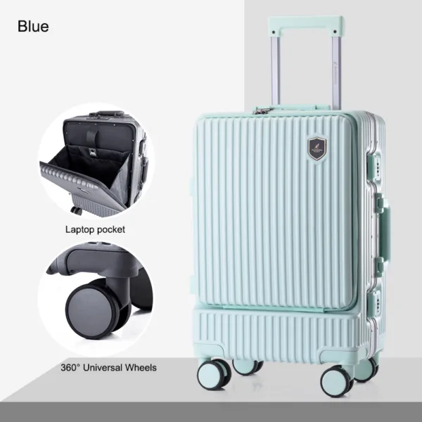 Travel Front Opening Aluminum Frame Suitcase Carry on Trolley Luggage - Image 3