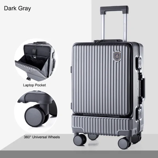 Travel Front Opening Aluminum Frame Suitcase Carry on Trolley Luggage - Image 4