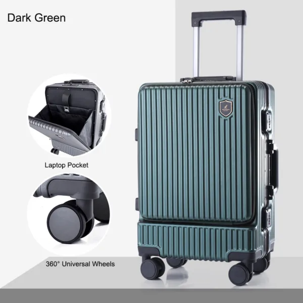 Travel Front Opening Aluminum Frame Suitcase Carry on Trolley Luggage - Image 5