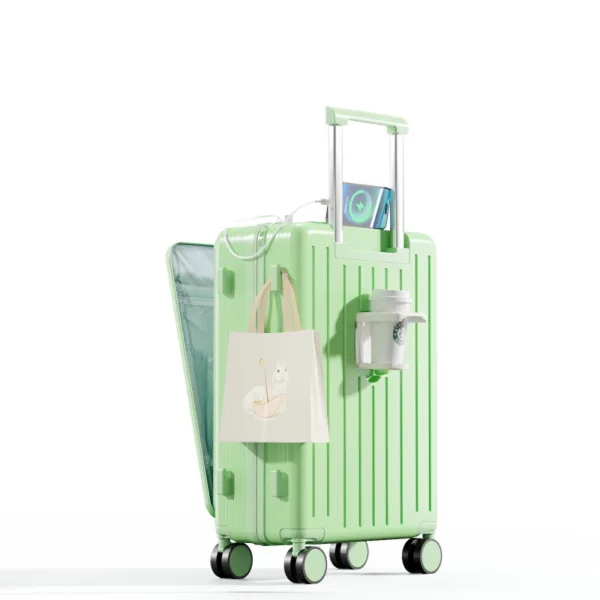 High Quality and Low Price Customization Suitcase with USB Port Cup Holder Universal Spinner Wheels - Image 4