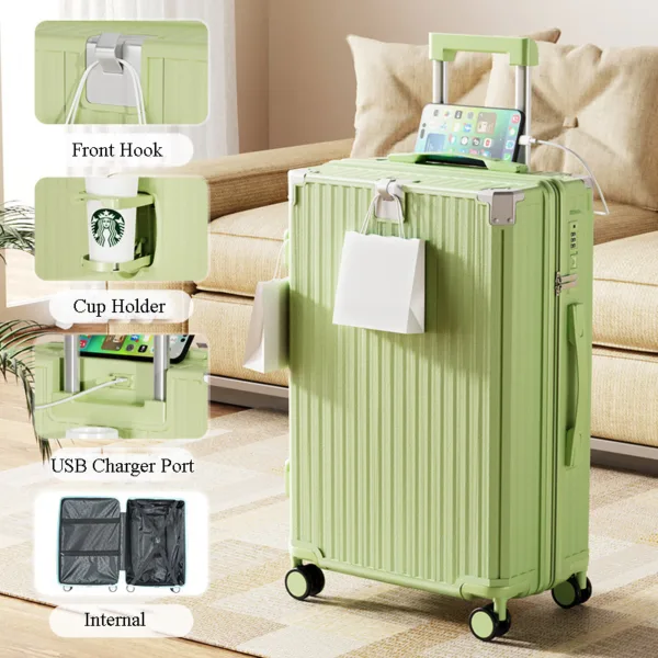 Hot Sale Travel Trolley Luggage Suitcase with Cup Holder Waterproof Hard Shell Travel Suitcase - Image 4