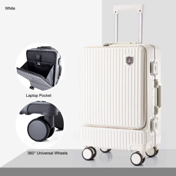 Travel Front Opening Aluminum Frame Suitcase Carry on Trolley Luggage - Image 6