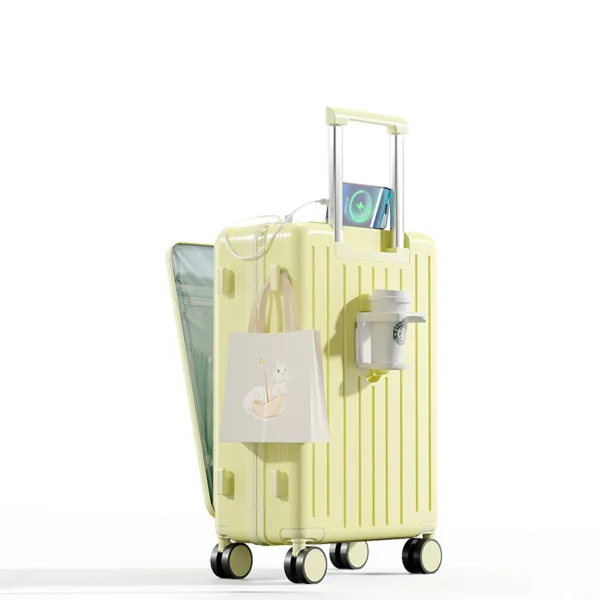 High Quality and Low Price Customization Suitcase with USB Port Cup Holder Universal Spinner Wheels - Image 7