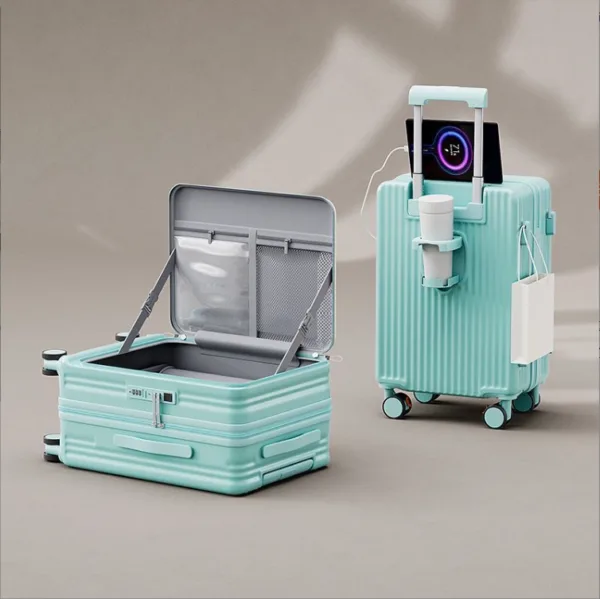 Long Trip Suitcase Set Business Carry On Front Laptop Opening Outdoor Trolley Luggage - Image 4